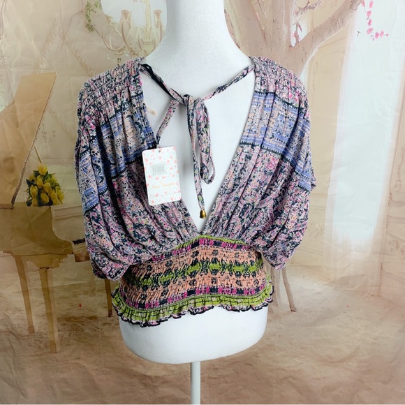 NEW Free People Next Vacation Top in Black Combo - Picture 7 of 11